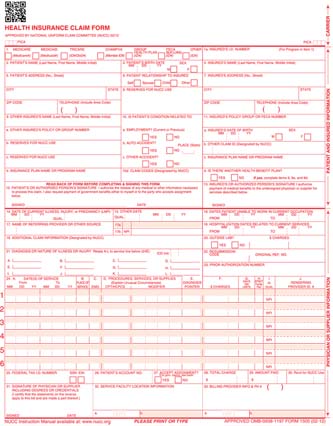 Insurance Claim Forms: CMS1500 - Continuous